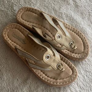 City classified comfort faux leather thong sandals